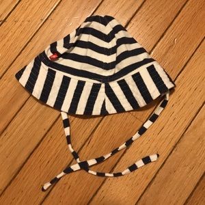 Navy and white striped sun hat